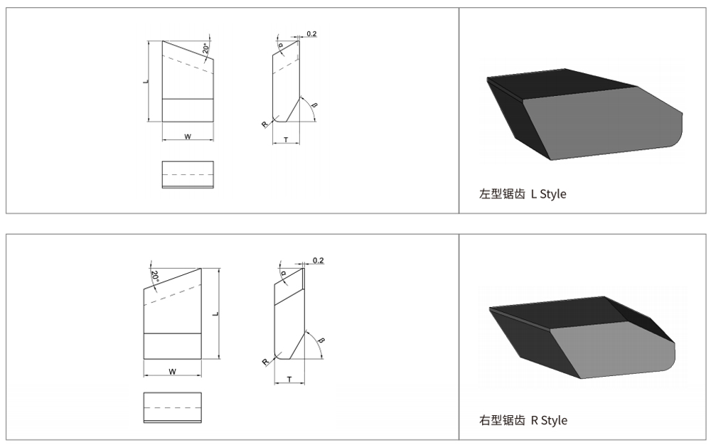 Carbide Saw Tips-L&R Style