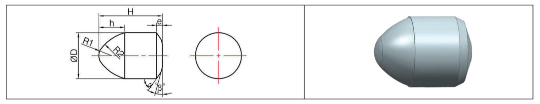 Technical Drawing of Parabolic Shaped Inserts