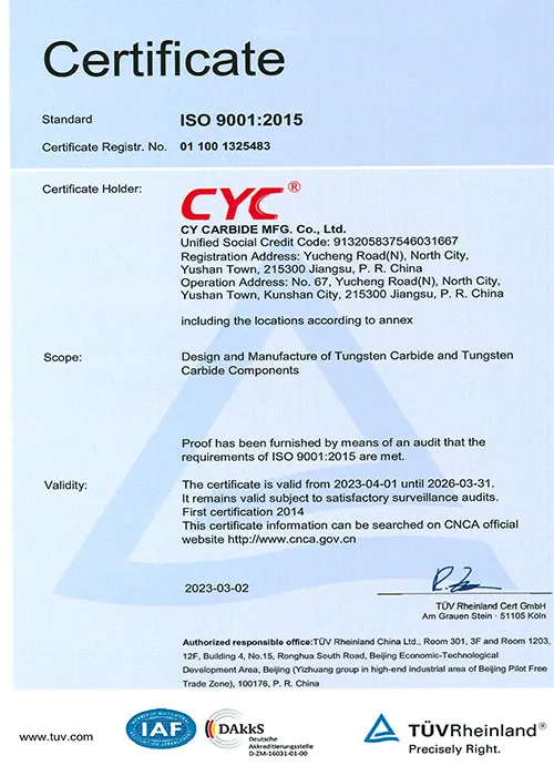 QUALITY
ISO 9001:2015 (TÜV)